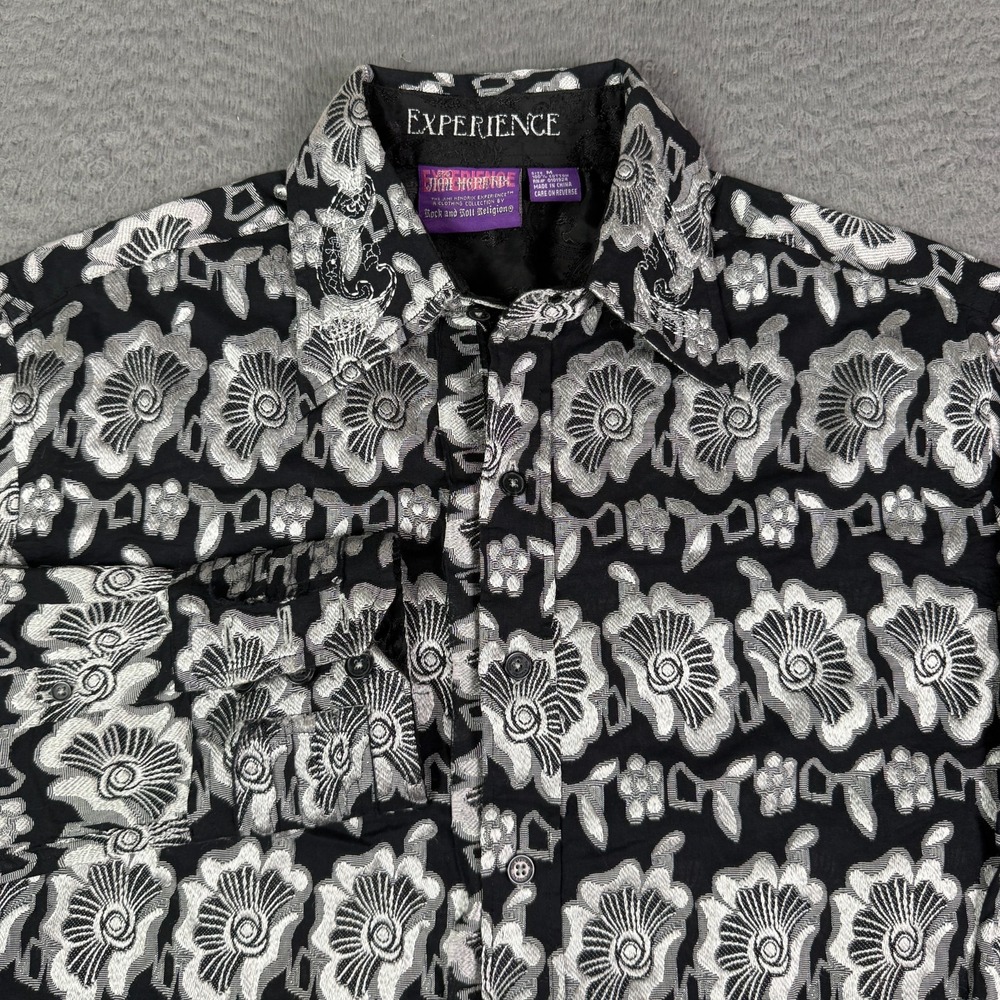 Jimi Hendrix Experience Rock & Roll Religion Floral Shirt Mens M Embroidered